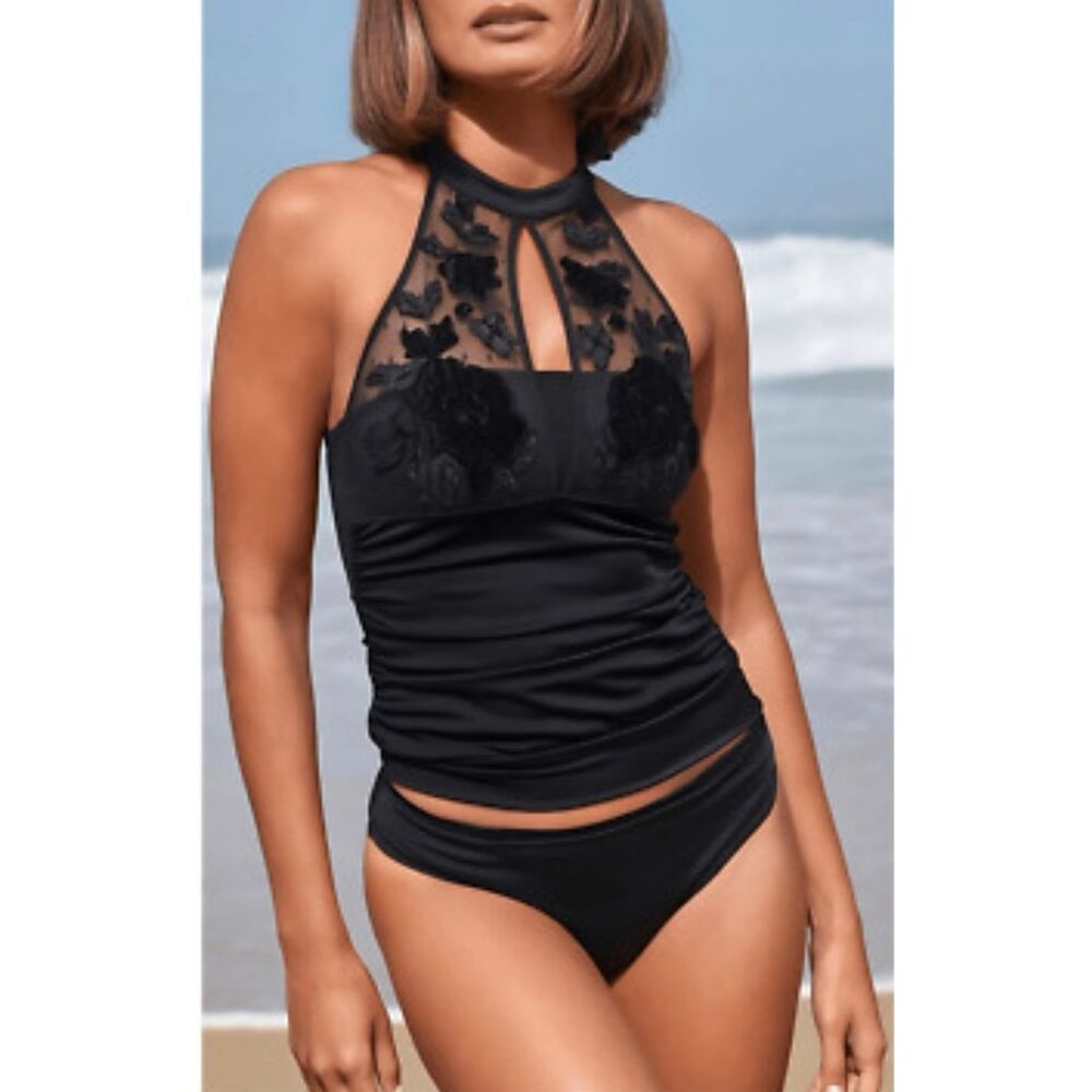 Boston Proper Black One Piece Swimwear with Sophisticated Design